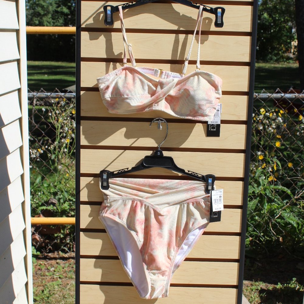 Ibiza Shimmery Peach High Waist Two-Piece Swimsuit Bikini - Size Small